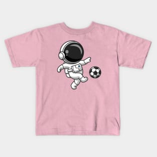 Cute Astronaut Playing Soccer Cartoon Kids T-Shirt